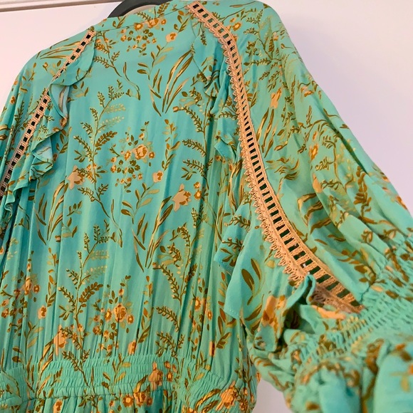Rare! Spell and the Gypsy Maisie aqua and gold playdress. Runs small. - Picture 10 of 10